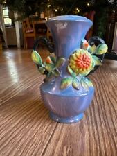 VINTAGE MADE IN JAPAN LUSTER WARE TWO HANDLE BLUE/PERIWINKLE VASE picture