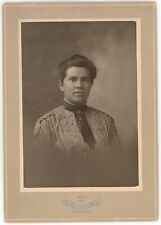 Antique c1900s Large Cabinet Card  Sol Young Beautiful Woman Ornate Dress NY picture
