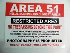 HALLOWEEN HORROR Movie PROP AREA 51 SIGN STICKER/DECAL picture