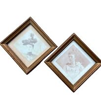 2 Antique Framed Photos Diamond Shape Victorian Edwardian Ladies Feather Hat Bow picture