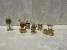 Brass miniatures collection lot, vintage ornaments, shadow box picture