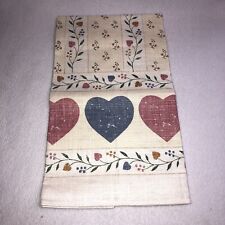 YALE & FRANCIS FORMAN DESIGNS VTG Pure Linen Kitchen Towel Blue Pink Heart picture