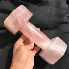 3.82LB Top Natural Pink Rose Quartz Dumbbell Hand Carved Crystal Healing.XK1862 picture