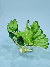 Stunning Vintage Green Feathers-Like Art Glass Bowl - Hospodka (?) picture
