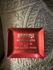 VTG 1954 BUICK SALUTES THE I.B.G. & IVY BAKER PRIEST FLINT MI. RED METAL ASHTRAY picture