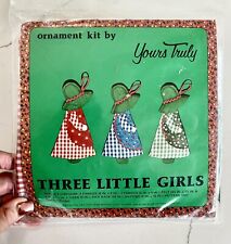 Vintage 1976 Yours Truly Three Little Girls Christmas Ornament New Sewing Kit picture
