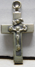 Vintage 1.25 inch crucifix with necklace ring, silver in color picture