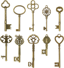 Chuangqi Vintage Skeleton Keys Set, Filigree Steampunk Keys, Antique Bronze Keys picture