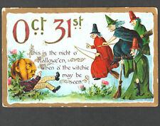Halloween 1912 Witches Oct 31st Gottschalk 2040 Series Pumpkin Goblin PostCard picture
