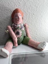 Vintage Mexican Folk Art Paper Mache Hand Painted Jointed Doll picture