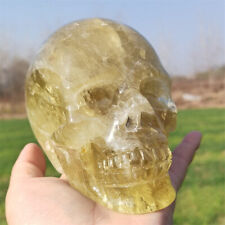 1.37kg Citrine Skull Natural Reiki Crystal Skull Decor Hand Carved Gem Gift picture