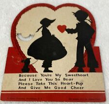 Vintage Valentine Card Die Cut Little Boy Giving Heart To Girl E. Rosen Company picture
