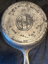 Vintage Griswold Cast Iron Double Skillet Bottom 1102 #80 10.5 Plated Block Logo picture