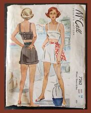 McCalls Pattern VTG 1948 40s Misses Bra Top & Shorts #7262 sz 14 picture