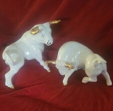 1950 Porcelain White And Gold Bull picture