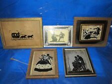 Vintage Framed Silhouettes, lot of 5 assorted picture