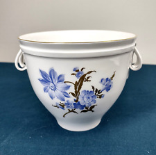 KPM German Porcelain Vintage Floral Deep Trinket Gilt Bowl Ribbon Handles picture