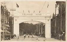 RPPC Cleveland Ohio WELCOME HOME SOLDIERS patriotic Arch US Flag Street Scene  picture
