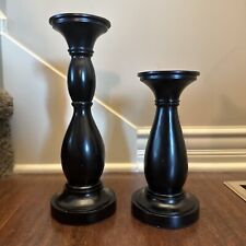 BLACK LONGABERGER SIHOUETTE CANDLESTICKS SET OF TWO -  ** Excellent Condition ** picture