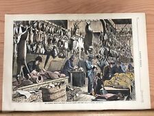 1878 THE CHRISTMAS SEASON IN FULTON MARKET NEW YORK HARPER’S WEEKLY HAND COLORED picture