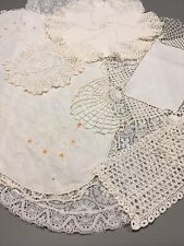 VTG Mid Century Embroidered Crochet Netting Floral Posy Linens Lot of 6 READ picture
