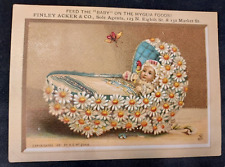 1881 Trade Card Hygeia Foods Finley Acker Baby Cradle Daisy Butterfly picture