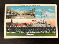 WWI postcard colorized Scenes at Naval Base Norfolk Dress Parade Airplanes  picture