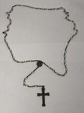 Antique Vintage Sterling Silver Rosary Glass Prism Beads Crucifix Catholic picture