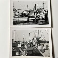 2 Vtg 1950s CHINESE FISHING BOATS SAN FRANCISCO CALIFORNIA Snapshot Photo picture
