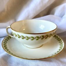 Vintage WG & Co Limoges Tea Cup & Saucer Green Oak Leaf Acorn Garland Pattern picture