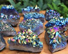 LARGE 1LB Rainbow Aura Titanium Quartz Crystal Cluster Rock Reiki Healing Decor picture