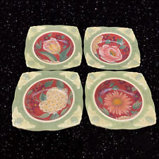 4 Certified International FLORAL TAPESTRY Magnolia Hydrangea Square Cereal Bowls picture