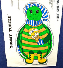 Vintage Tommy Turtle Ice Cream Pillow Toy Doll Cotton Fabric Panel 36x15