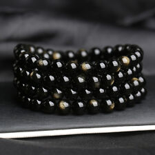 beautiful 4 rows Natural black gold Everglades 108 Beads Bracelet  AAA 8mm(cs) picture