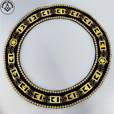 33RD DEGREE MASONIC CIRCLE SHAPE  GOLD CHAIN COLLAR BLACK VELVET + RHINESTONE picture