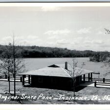 c1950s Indianola, IA RPPC Ahquabi State Park  Boating Lake Birds Eye Photo A107 picture