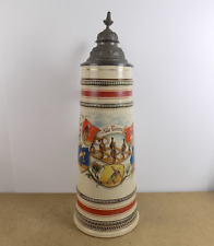 Antique 3L Large Beer Stein #596 Alle Neune All Nine Skittles Game Germany picture