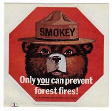 Vintage 1967 NOS Smokey Bear Decal Sticker Only You Can Prevent Forest Fires picture