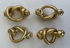 NWOT Vintage 1980s Modernist Gold Lame Knot Napkin Rings picture