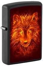 Zippo Wolf with Fire Lighter, Black Matte NEW IN BOX picture