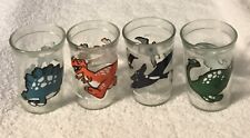 Vintage Complete Set of 4 WELCH'S Dinosaur Jelly Jam Glass Anchor Hocking picture