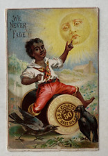 1880s Victorian Trade Card J&P Coats Spool Cotton Boy Crows Sun 