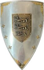Richard The Lion Heart Shield Medieval Knight Metal Armour Silver picture