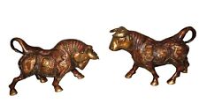 Bull Pair Figure Handmade Solid Brass Statue Figurines Sculptures Home Decor picture