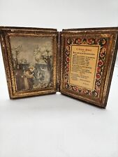 Vintage Wood Florentine Tole Double Frame Saint Francis Assisi 'A Simple Prayer' picture