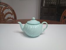 1940s Vintage Franciscan California Pottery Coronado Aqua Blue Swirl Teapot picture