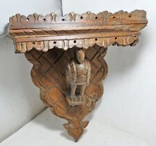 Vintage Wooden Wall Hanging Small Shelf Original Old Hand Crafted Carved picture