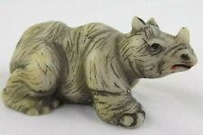 Rhinoceros Figurine Detailed Resin Rhino Lying Down Small Collectible Decor  picture