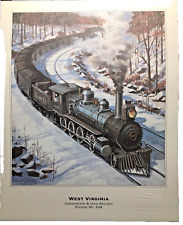 Vintage  WEST VIRGINIA Chesapeake & Ohio Railway Engine No. 204 Art  Print  RARE picture