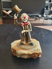 1979 Ron Lee Signed Top Hat Tilting W/Cane Circus Clown Marble Base Gold Plated picture